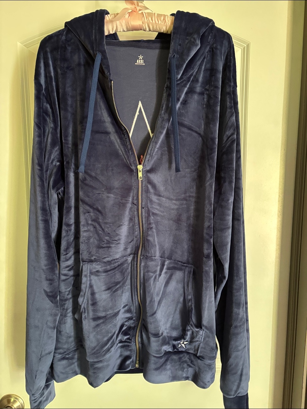Dallas Cowboys Cheerleaders Navy Velvet Hooded Jacket - Picture 3 of 4